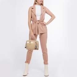 Pre Owned Furla Beige Glossy Rubber Mini Candy Satchel