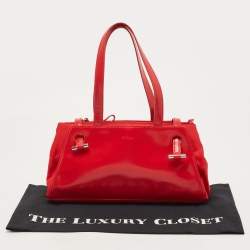 Furla Red Gloss Leather And Fabric Shoulder Bag
