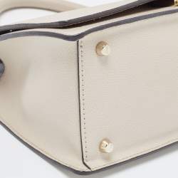 Pre Owned Furla Beige Leather Like Top Handle Bag