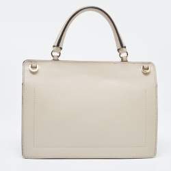 Pre Owned Furla Beige Leather Like Top Handle Bag