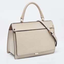 Pre Owned Furla Beige Leather Like Top Handle Bag