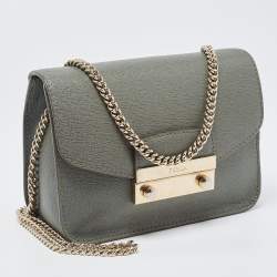 Pre Owned Furla Green Leather Mini Metropolis Crossbody Bag