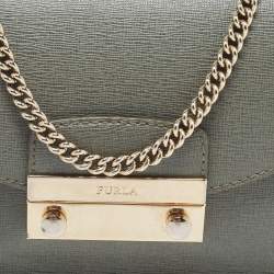 Pre Owned Furla Green Leather Mini Metropolis Crossbody Bag