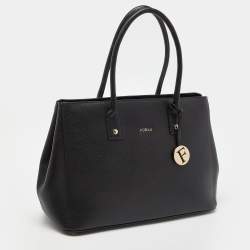 Pre Owned Furla Black Leather Linda Tote