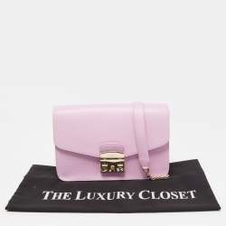 Pre Owned Furla Pink Leather Metropolis Crossbody Bag