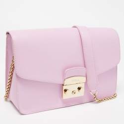 Pre Owned Furla Pink Leather Metropolis Crossbody Bag