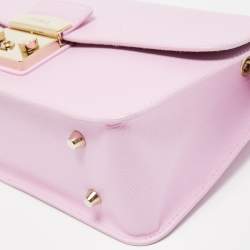 Pre Owned Furla Pink Leather Metropolis Crossbody Bag
