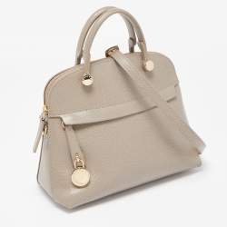 Furla Taupe Leather Piper Dome Satchel