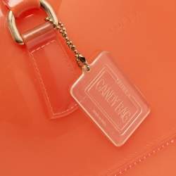 Pre Owned Furla Orange Rubber Medium Candy Satchel