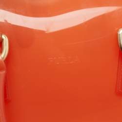Pre Owned Furla Orange Rubber Medium Candy Satchel