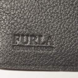 Pre Owned Furla Black Leather Logo French Wallet