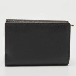 Pre Owned Furla Black Leather Logo French Wallet