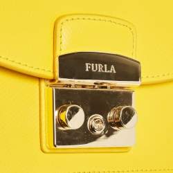 Pre Owned Furla Yellow Leather Metropolis Shoulder Bag