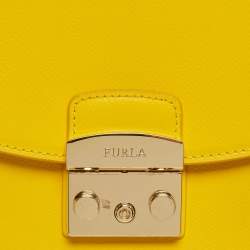Pre Owned Furla Yellow Leather Metropolis Shoulder Bag