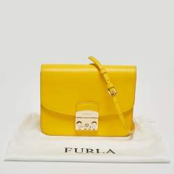 Pre Owned Furla Yellow Leather Metropolis Shoulder Bag