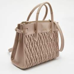 Pre Owned Furla Pink Leather Pin Cometa Tote