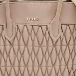 Pre Owned Furla Pink Leather Pin Cometa Tote