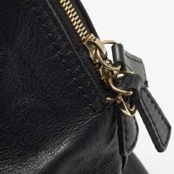 Pre Owned Furla Black Leather Front Pocket Dome Satchel