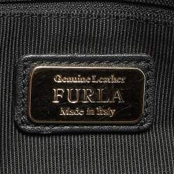 Pre Owned Furla Black Leather Front Pocket Dome Satchel