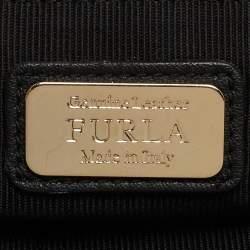 Pre Owned Furla Black Leather Front Pocket Dome Satchel