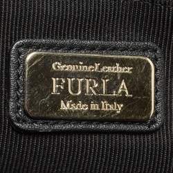 Pre Owned Furla Black Leather Front Pocket Dome Satchel