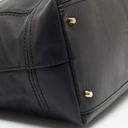 Pre Owned Furla Black Leather Front Pocket Dome Satchel