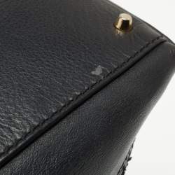 Pre Owned Furla Black Leather Front Pocket Dome Satchel