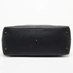 Pre Owned Furla Black Leather Front Pocket Dome Satchel