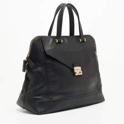 Pre Owned Furla Black Leather Front Pocket Dome Satchel