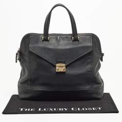 Pre Owned Furla Black Leather Front Pocket Dome Satchel