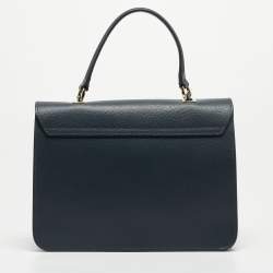 Pre Owned Furla Navy Blue Leather Metropolis S Top Handle Bag
