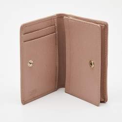 Pre Owned Furla Pink Leather Logo Flap Card Case