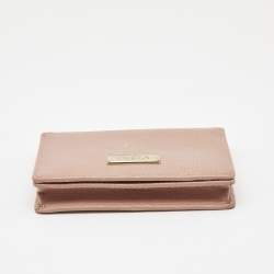 Pre Owned Furla Pink Leather Logo Flap Card Case