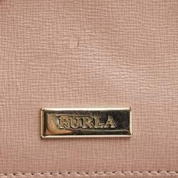 Pre Owned Furla Pink Leather Logo Flap Card Case