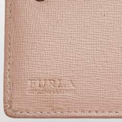 Pre Owned Furla Pink Leather Logo Flap Card Case