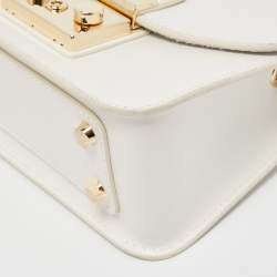 Pre Owned Furla White Leather Mini Metropolis Crossbody Bag