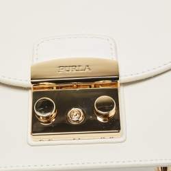 Pre Owned Furla White Leather Mini Metropolis Crossbody Bag