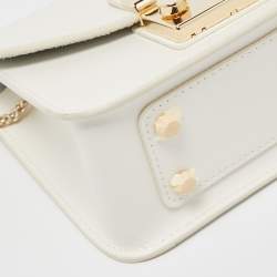 Pre Owned Furla White Leather Mini Metropolis Crossbody Bag