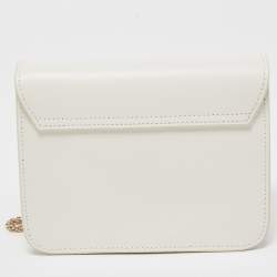 Pre Owned Furla White Leather Mini Metropolis Crossbody Bag