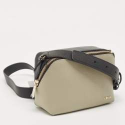 Furla Grey/Black Leather Amica Camera Crossbody Bag