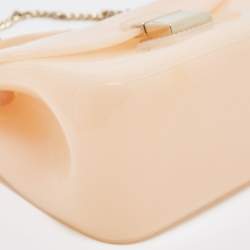 Furla Peach Rubber Candy Flap Top Handle Bag