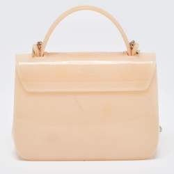 Furla Peach Rubber Candy Flap Top Handle Bag