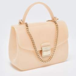 Furla Peach Rubber Candy Flap Top Handle Bag