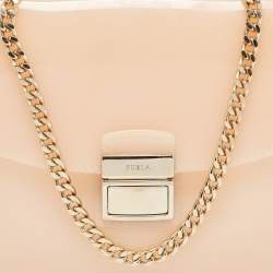 Furla Peach Rubber Candy Flap Top Handle Bag