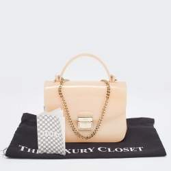 Furla Peach Rubber Candy Flap Top Handle Bag