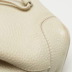Furla White Pebbled Leather Mini Stacy Bucket Bag
