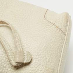 Furla White Pebbled Leather Mini Stacy Bucket Bag