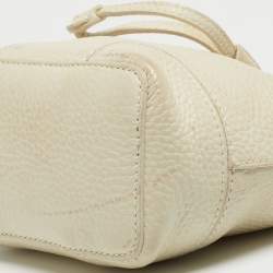 Furla White Pebbled Leather Mini Stacy Bucket Bag