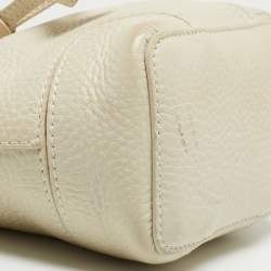 Furla White Pebbled Leather Mini Stacy Bucket Bag