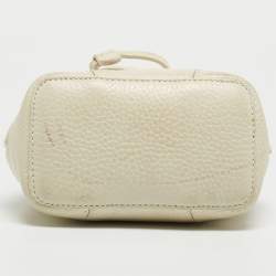 Furla White Pebbled Leather Mini Stacy Bucket Bag